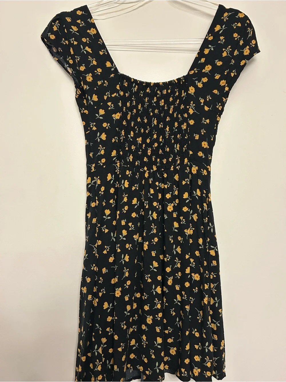 Aeropostale Black Mini Dress with Yellow Floral Print Size XS - Picture 8 of 9
